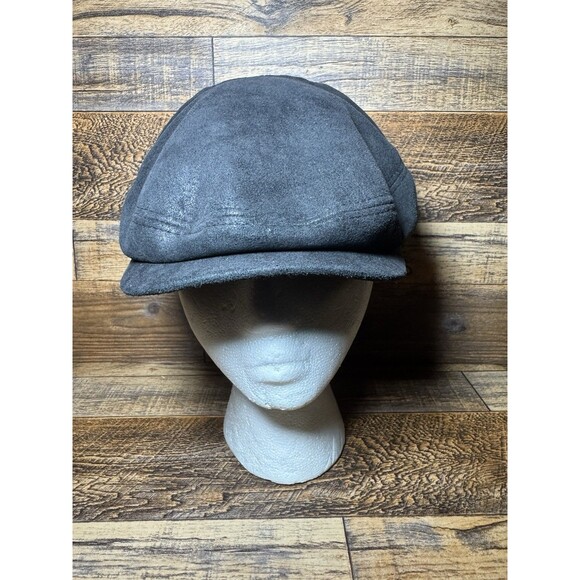 Harley-Davidson Leather Hat Newsboy Cabbie Cap Hat Size Large Black 2006 - Picture 1 of 7